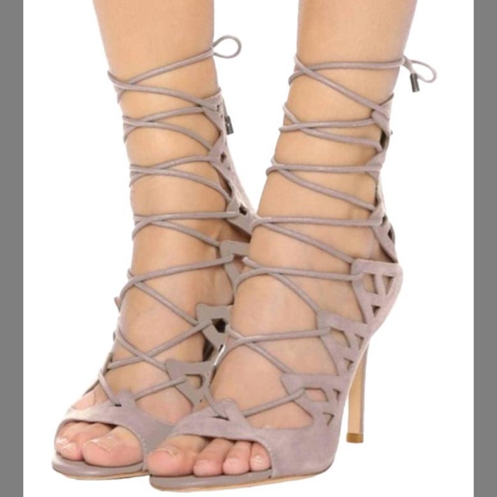 joie taupe lace up heels